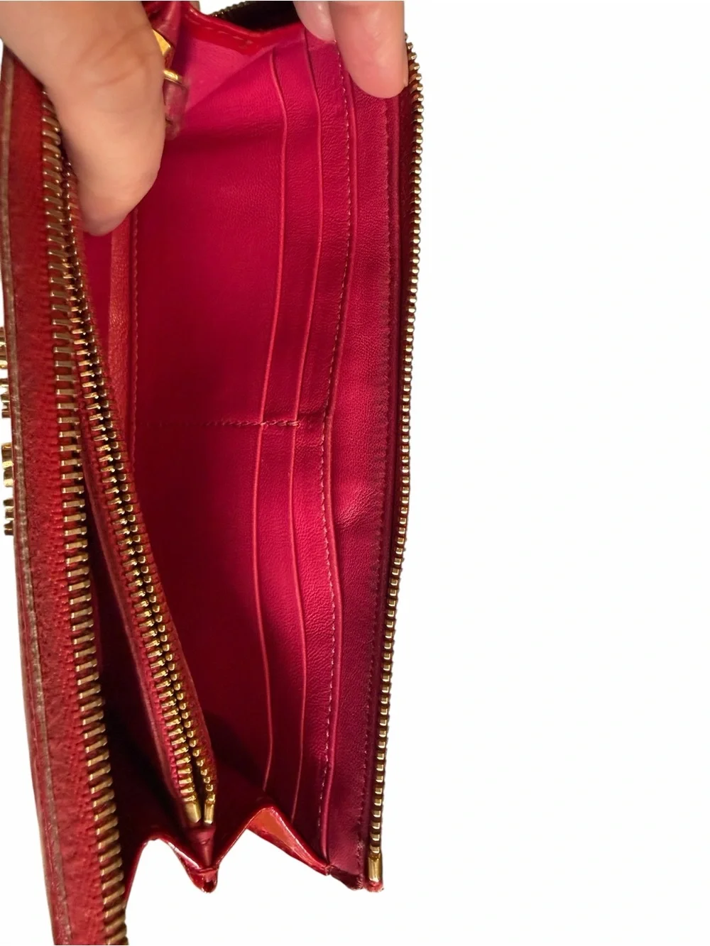 Miu Miu Vernis Red Patent Leather Zip-Around Wallet - Picture 6 of 9